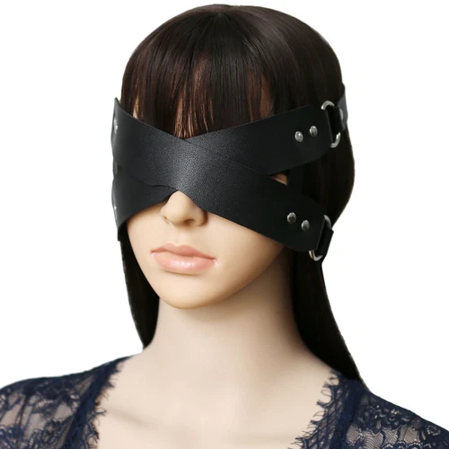 New Fashion Party Costume Club Accessories Gothic Punk Blindfold Leather Eyemask - Picture 2 of 23