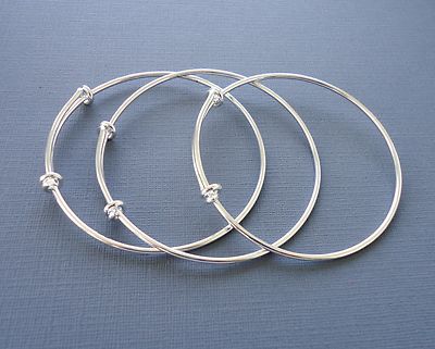 Expandable Wire Silver Tone Bangle Bracelet Adjustable Set of 3 pcs