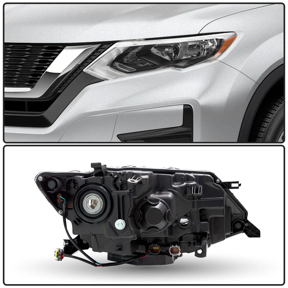 Conjunto de faros halógenos para Nissan Rogue 2017 2018 2019 luces con par LED DRL Foto 3 de 4