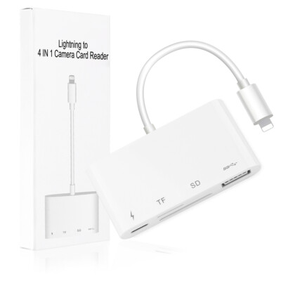 Portable 4in1 USB Camera Adapter for iPhone SE 3rd 2022, Fast Data Transfer