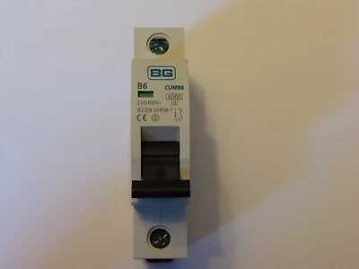 BG 6 AMP TYPE B 6A MCB CIRCUIT BREAKER CUMB6 (BRAND NEW) QTY - 1 BREAKER