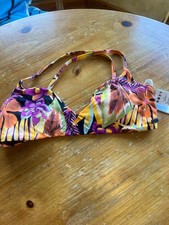 Roxy TROPICAL MULTI Juniors' Tropical Dark Print Bralette Bikini Top Size Medium