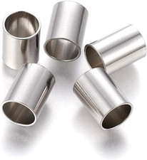 50Pcs Large Hole Stainless Steel Tube Spacer Beads 12x9mm Smooth Polished Metal