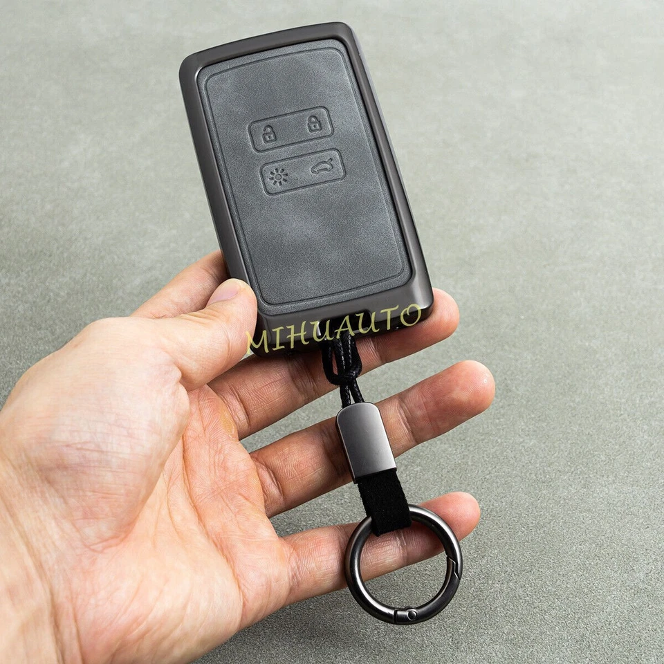 For Renault Kadjar Clio Espace Megane Arkana Metal Leather Car Key Case Keychain — 第 3/4 张图片