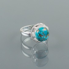 Blue Copper Turquoise Gemstone 925 Sterling Silver Handmade Jewelry Ring