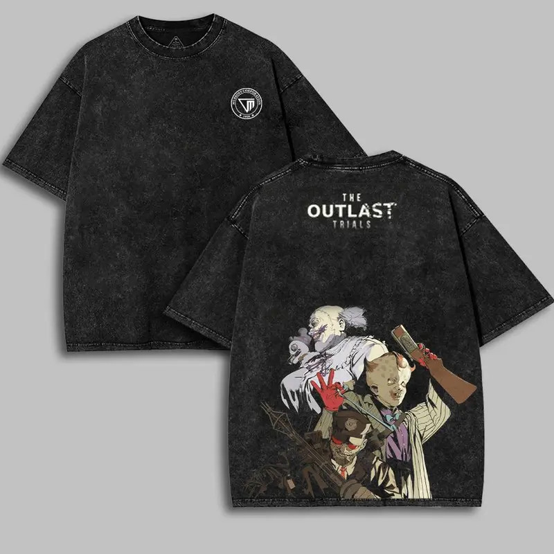 Outlast Trials v5 Washed graphic T-Shirt, Hoodies Video Games, Horror Vintage Sh