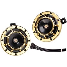 Gold 12V Electric Car Horns High Low Tone Twin Horn Kit Train Horn