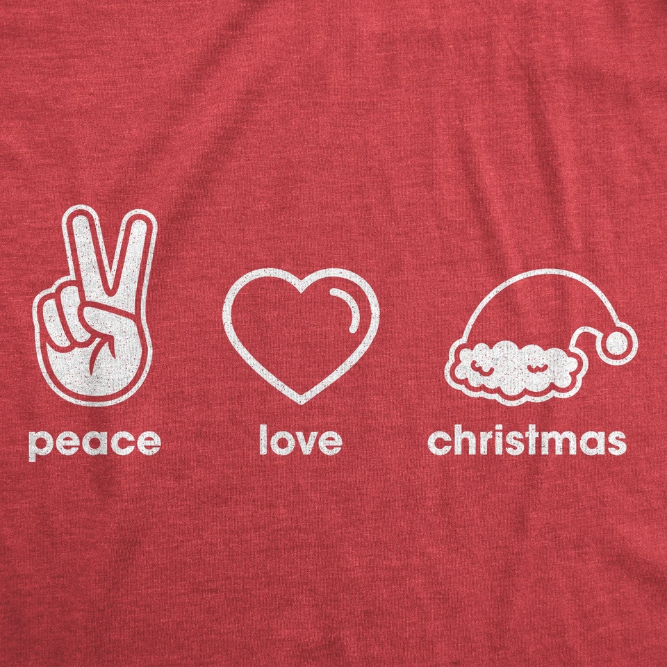 Mens Peace Love Christmas T Shirt Funny Holiday Xmas Party Graphic Novelty Tee - Image 2 of 4
