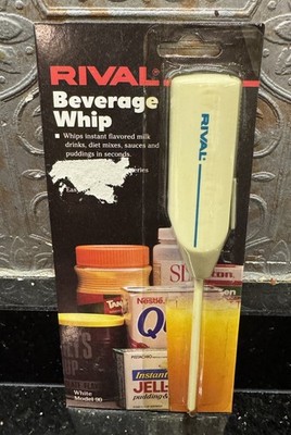 Vtg NEW IN PACKAGING Rival Beverage Whip Drink Mixer Hand Held White Model 90