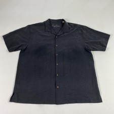 Tommy Bahama Shirt Mens XL Gray 100 Silk Camp Button Front Casual Resort