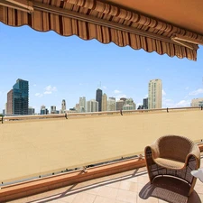 Balcony Privacy Screen, 3'X10' Sand Deck Shield Screen Fence Cover (HDPE),UV Pro