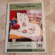 Village Linens Happy Snowman Table Topper Kit 1389 Cross Stitch  NEW