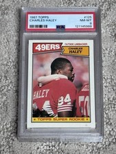 PSA 8 NR MINT FOOTBALL CARD 1987 TOPPS CHARLES HALEY HOF ROOKIE SF 49ers. rookie card picture