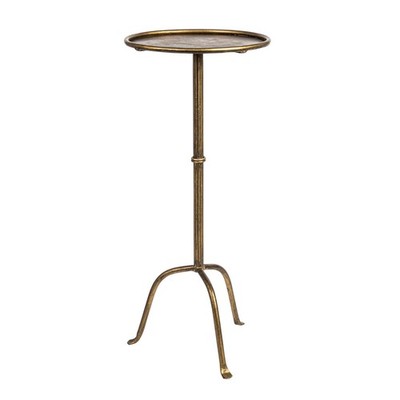 Metal Martini Cocktail Table, Round, 12.5 inches x 27.5 inches, Antique Brass 