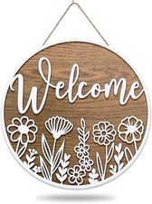 3D White Wildflower Welcome Door Sign Daisy Floral Wooden Hanging Sign Flower Fr