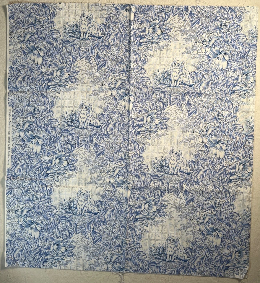 Tela RARA Willow Mews por Judy Sabanek RJR Moda Gato Azul Toile 24” L x 44” W Foto 3 de 4