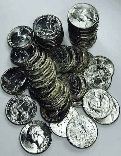 MIXED DATE WASHINGTON QUARTER LOT! 55 TOTAL COINS! GEM BU+++! AMAZING! NR #P1821