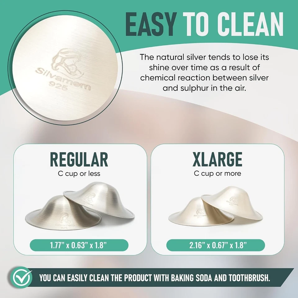 TAZAS DE LACTANCIA PLATEADAS - PROTECTORES DE PEZONES PARA RECIÉN NACIDO LACTANTE - RECIÉN NACIDO LACTANCIA Foto 2 de 4