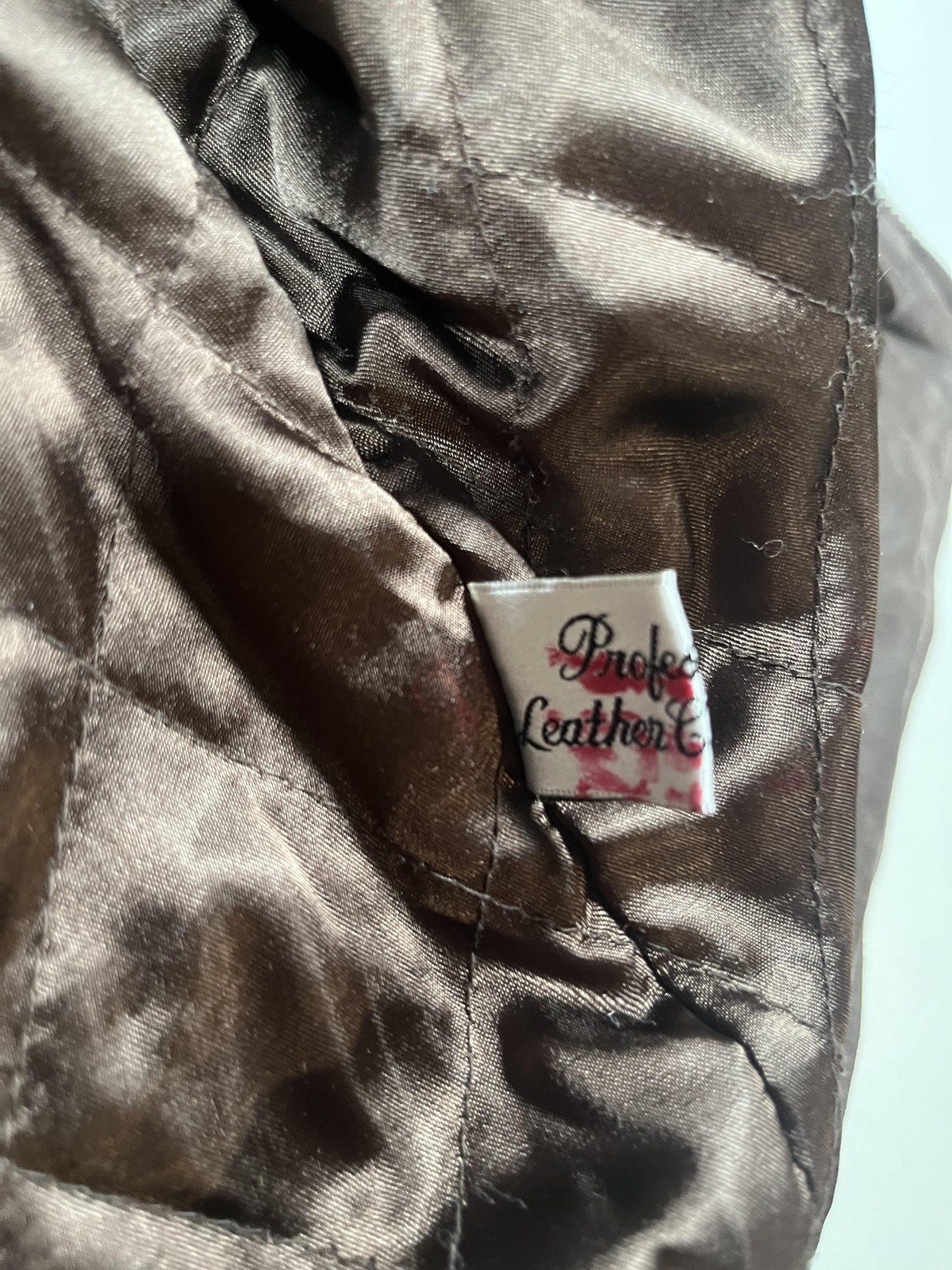 Towne London Fog Jacket Mens Large Brown Leather Bomber Zip Front Quilted Lined