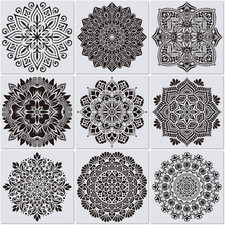 9 Pack 12 X 12 Inch Large Stencils for DIY Art Dot Reusable Mandala Stencils for