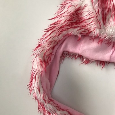 FURRY HAT WITH CAT ANIMAL EARS HANDWARMER PAWS COSPLAY Pink Hat