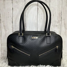 GUCCI Mini Boston Bag Handbag Logo Micro Shima Leather
