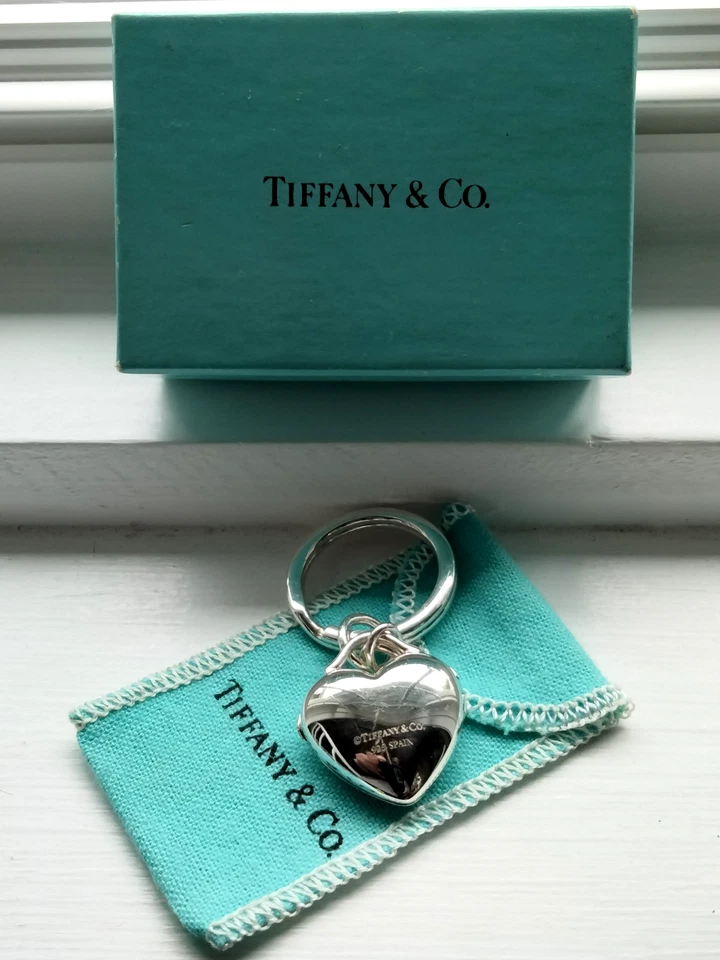 Винтажный Tiffany & Co серебро 925 Puffed сердце медальон брелок подвеска Испания - Изображение 3 из 4