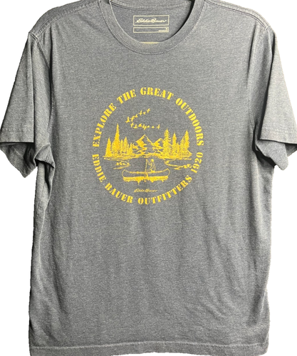 Eddie Bauer Men's Medium Shirt Gray river outdoor athletic Explore Cotton short - Picture 1 of 4