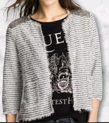 WILLOW & CLAY Trendy Fun Sequins Cardigan Women Crop Jersey Lined (SIZE:SMALL) - Image 1 of 4