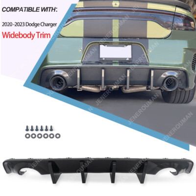 Carbon Fiber Look Widebody Only Rear Bumper Diffuser Lip For 20-23 Dodge Charger