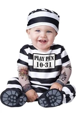 Incharacter Time Out Jail Prisoner Convict Jumpsuit Costume Infant/Baby 12-18m