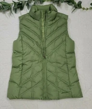 Eddie Bauer Womens Green Puffer down Vest Size S