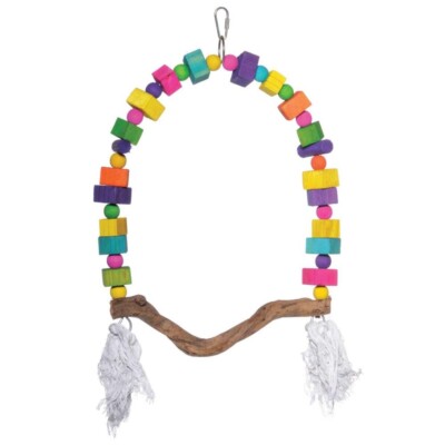 Prevue Hendryx Wacky Wood Multi-Colored Bird Swing  **USA SELLER** Bird Toy
