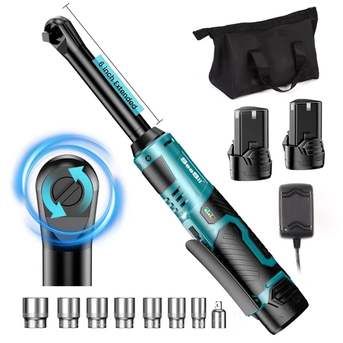 Cordless 3/8" Ratchet Wrench Electric 40-66Ft-lbs Brushless Motor 200RPM 2Batter - Bild 10 von 24