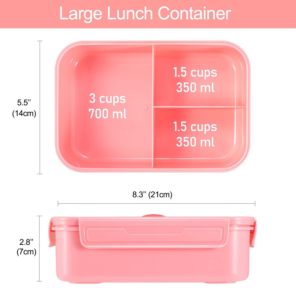Classic 47 Oz Leakproof Bento Lunch Box for Adults and Older Kids with 3 Compartments