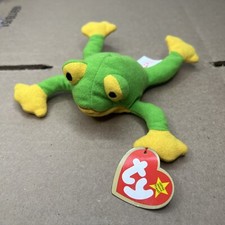 Smoochy the Frog Ty Beanie Baby Plush with Tags Green  Yellow Froggy 1997 Mini