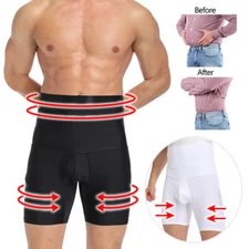 Men High Waist Compression Boxer Shorts Belly Slim Body Shaper Stretch Pants US