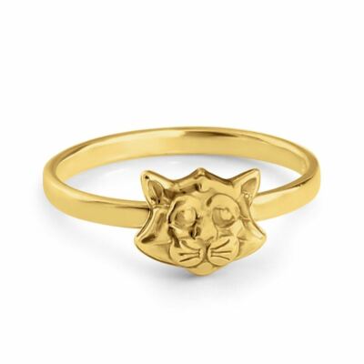 Azaggi vergoldeter Vorsteckring Katzengesicht Katze Schmuck Geschenk für Frauen Mädchen