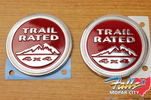 2014-21 Jeep Cherokee Trail Hawk Trail Rated Emblem Badge Set of Both Sides OEM - Picture 1 of 11