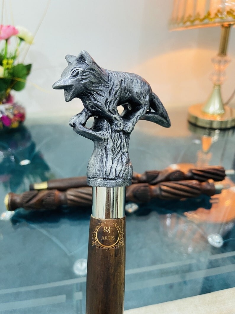 Antique Fox Designed  Solid Head Handle Walking S… - image 5