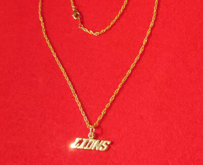 DETROIT SPORTS 14KT GOLD EP Lions Charm Anhänger Mit 30 Zoll Ropechain Halskette