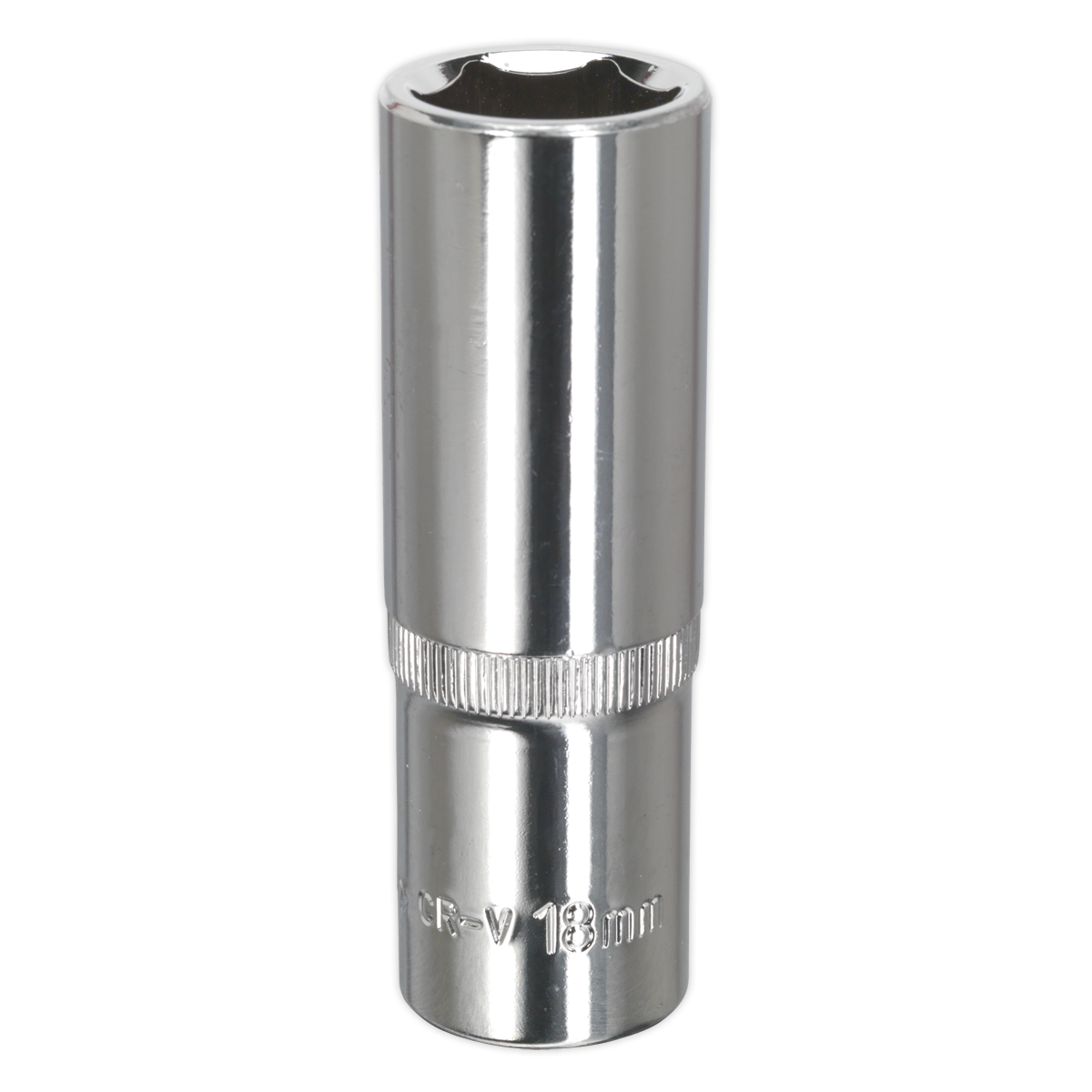 Sealey WallDrive Socket 18mm Deep 1/2""Sq Drive Fully Polished - SP1218D