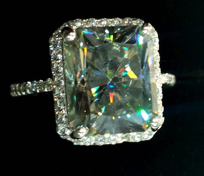 8 Ct Certified Radiant Shape Natural Diamond Solitaire Ring White Gold Finish