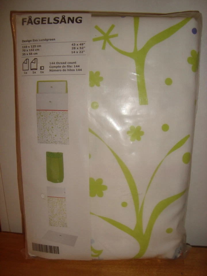 Funda nórdica para cuna Ikea FAGELSANG funda de almohada cama cuna blanco verde pájaros árboles Foto 2 de 4