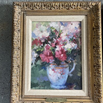 TWO Claire Ruby Titled FRESH PETUNIAS and PINK ROSE: 18x15 Framed