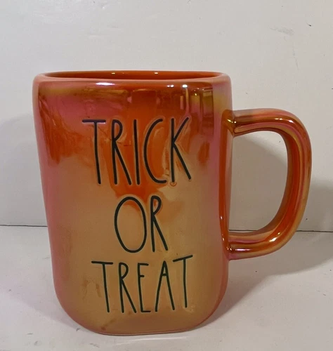 Rae Dunn Opalescent Orange Trick or Treat Jack O Lantern Mug
