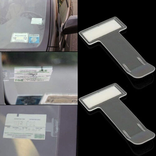 2x Car Vehicle Parking Ticket Permit Card Holder Clip Receipt Sticker Windshield - Picture 2 of 9