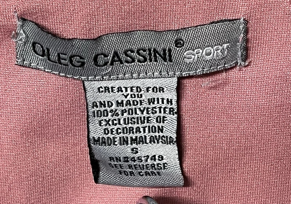 Traje de chándal vintage Oleg Cassini rosa blanco negro para mujer talla S chaqueta y pantalones Foto 3 de 3