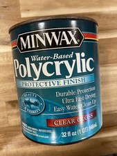 Minwax Water Based Polycrylic Protective Finish, Clear Gloss 1 Quart. NOS