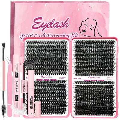 Kit de extensión de pestañas, 720 pcs de grupo de pestañas individuales Lash Kit